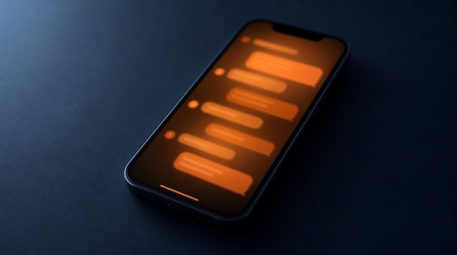 Smartphone glowing with chat messages